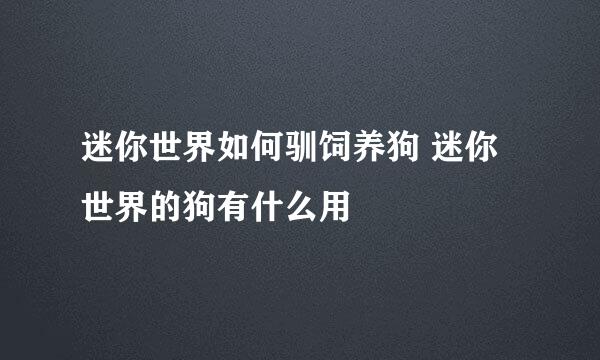 迷你世界如何驯饲养狗 迷你世界的狗有什么用