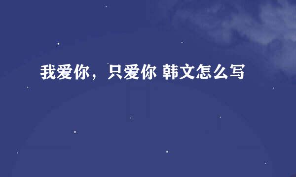 我爱你，只爱你 韩文怎么写