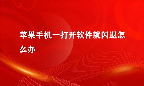 苹果手机一打开软件就闪退怎么办