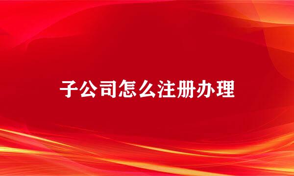 子公司怎么注册办理