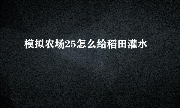 模拟农场25怎么给稻田灌水