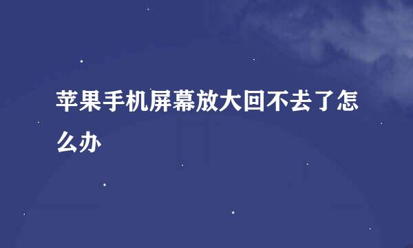 苹果手机屏幕放大回不去了怎么办