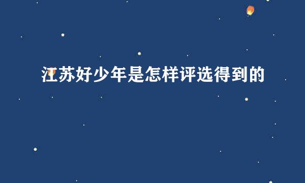 江苏好少年是怎样评选得到的