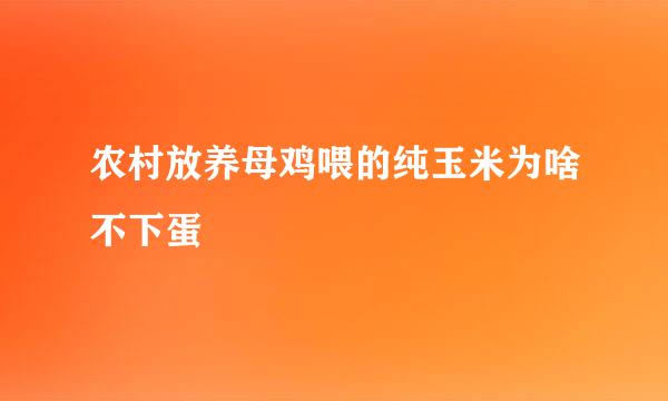 农村放养母鸡喂的纯玉米为啥不下蛋