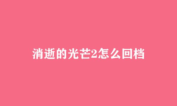 消逝的光芒2怎么回档