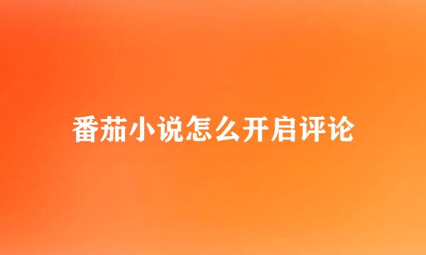 番茄小说怎么开启评论