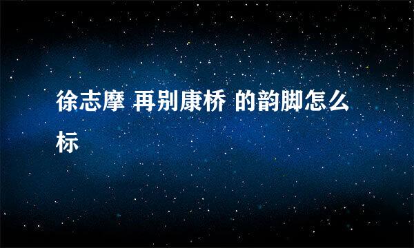 徐志摩 再别康桥 的韵脚怎么标
