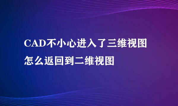 CAD不小心进入了三维视图怎么返回到二维视图