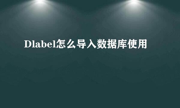 Dlabel怎么导入数据库使用