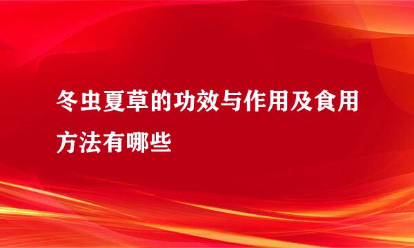 冬虫夏草的功效与作用及食用方法有哪些