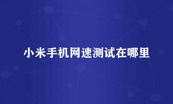小米手机网速测试在哪里