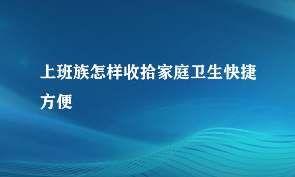 上班族怎样收拾家庭卫生快捷方便