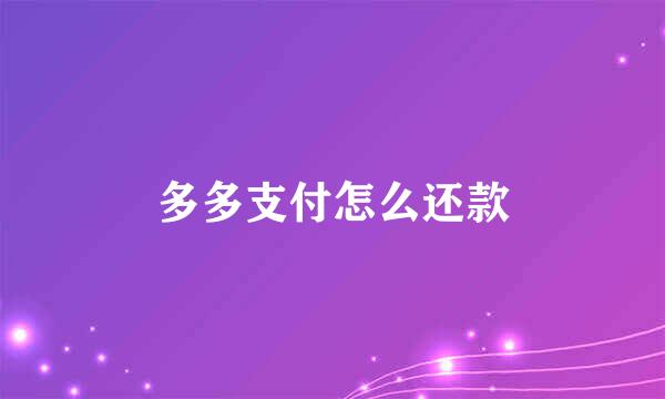 多多支付怎么还款