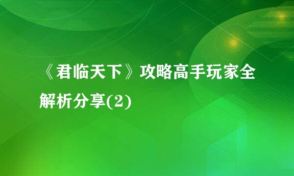 《君临天下》攻略高手玩家全解析分享(2)