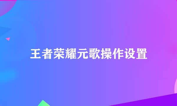 王者荣耀元歌操作设置