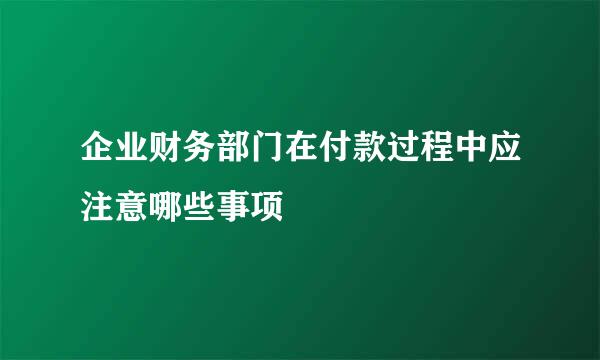 企业财务部门在付款过程中应注意哪些事项