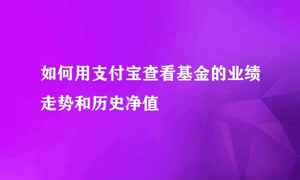 如何用支付宝查看基金的业绩走势和历史净值