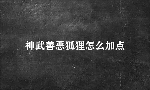神武善恶狐狸怎么加点