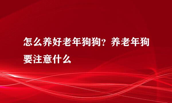 怎么养好老年狗狗？养老年狗要注意什么