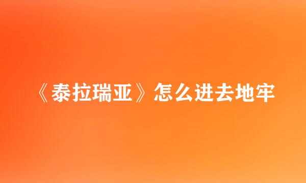 《泰拉瑞亚》怎么进去地牢