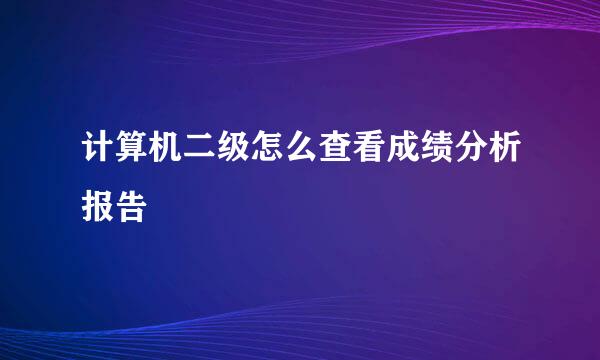 计算机二级怎么查看成绩分析报告