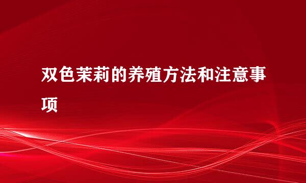 双色茉莉的养殖方法和注意事项