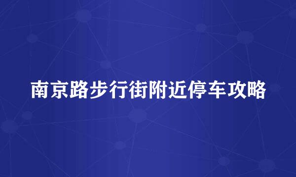 南京路步行街附近停车攻略