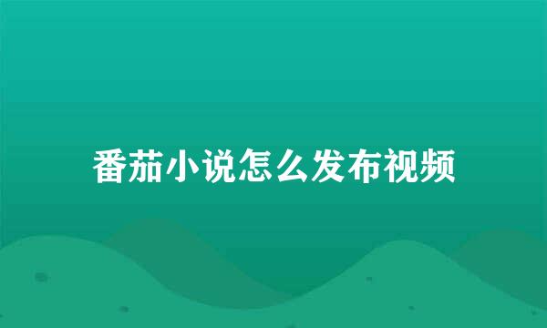番茄小说怎么发布视频