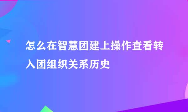 怎么在智慧团建上操作查看转入团组织关系历史