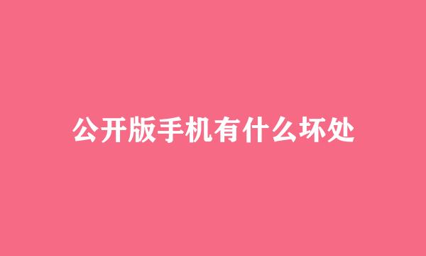 公开版手机有什么坏处