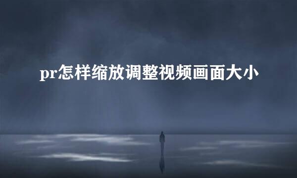 pr怎样缩放调整视频画面大小