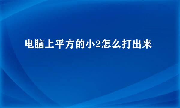 电脑上平方的小2怎么打出来