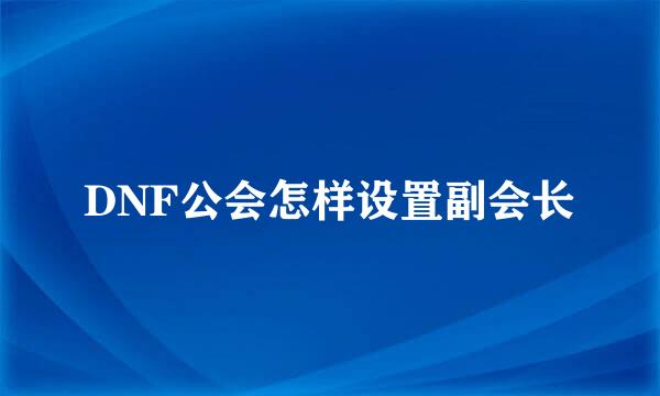 DNF公会怎样设置副会长