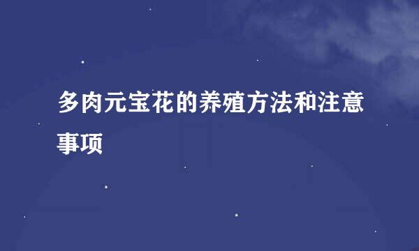 多肉元宝花的养殖方法和注意事项