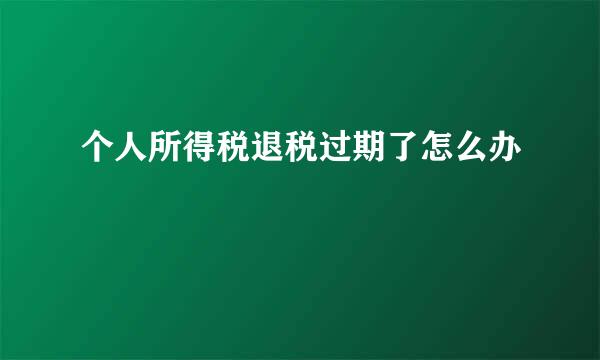 个人所得税退税过期了怎么办