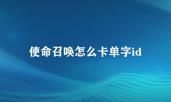 使命召唤怎么卡单字id