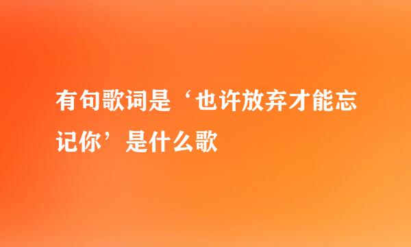 有句歌词是‘也许放弃才能忘记你’是什么歌
