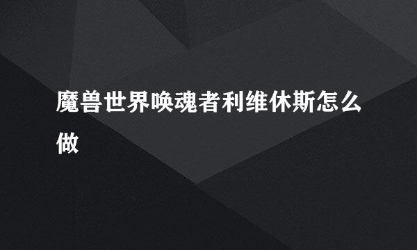 魔兽世界唤魂者利维休斯怎么做