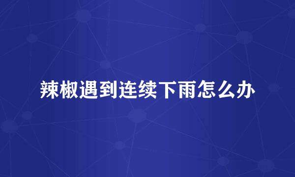 辣椒遇到连续下雨怎么办