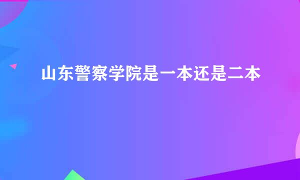 山东警察学院是一本还是二本