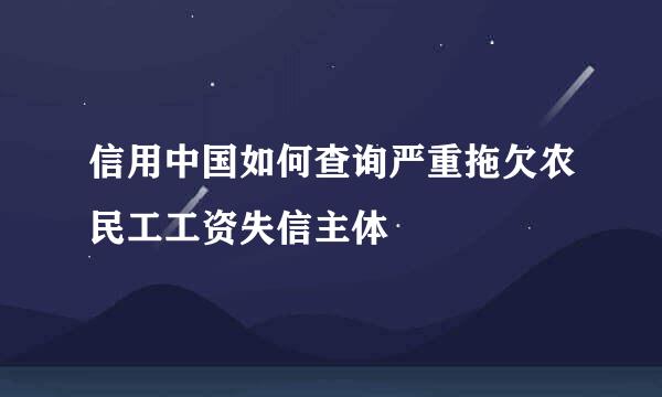 信用中国如何查询严重拖欠农民工工资失信主体