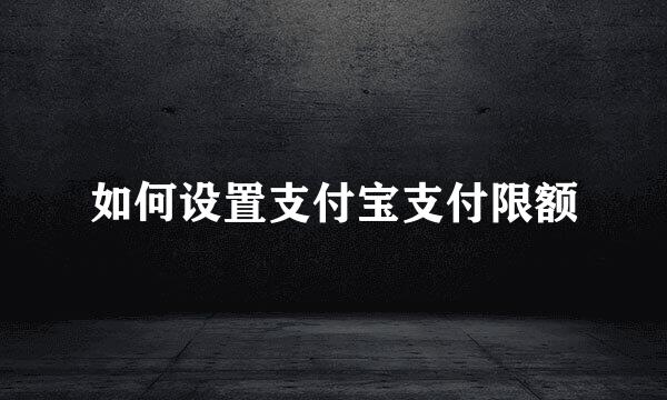 如何设置支付宝支付限额