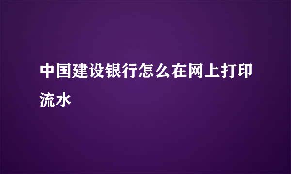 中国建设银行怎么在网上打印流水