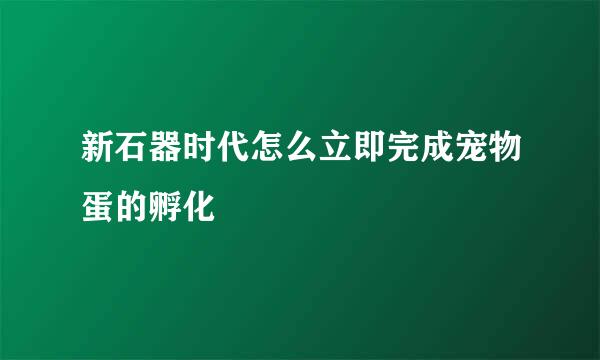 新石器时代怎么立即完成宠物蛋的孵化