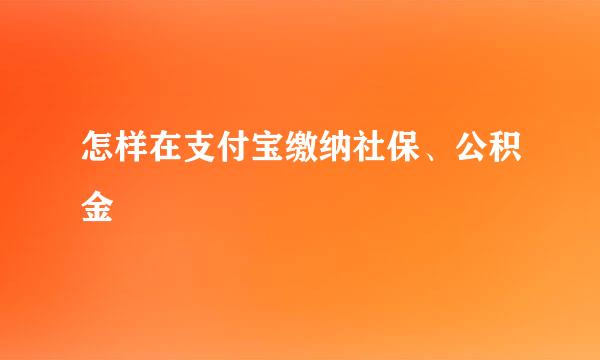 怎样在支付宝缴纳社保、公积金