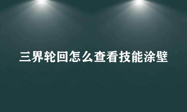 三界轮回怎么查看技能涂壁