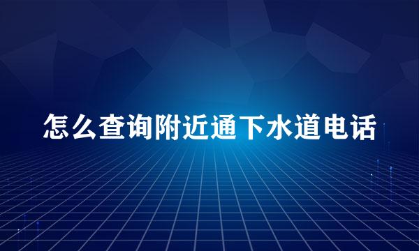怎么查询附近通下水道电话