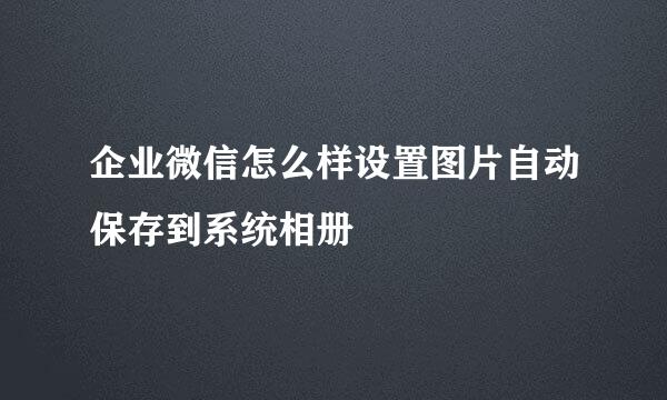 企业微信怎么样设置图片自动保存到系统相册