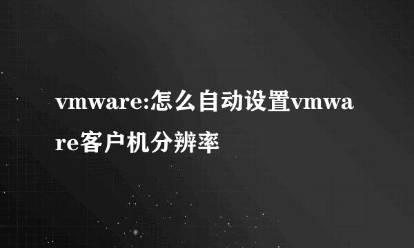vmware:怎么自动设置vmware客户机分辨率