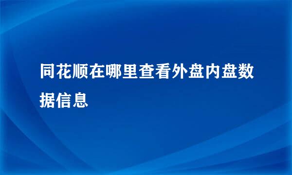 同花顺在哪里查看外盘内盘数据信息